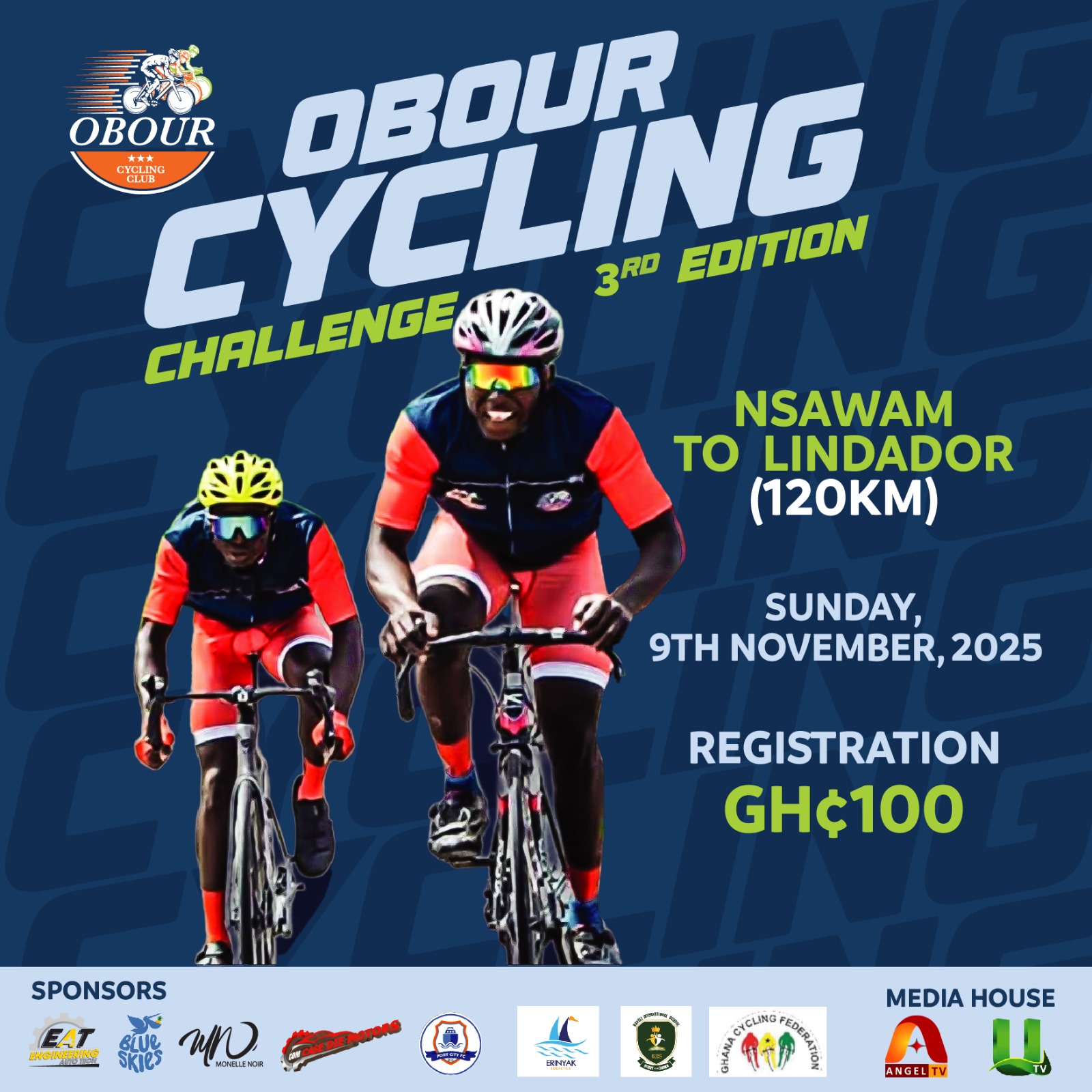 CYCLING : NSAWAM AND IT’S ENVIRONS, TO WITNESS ‘OBOUR CYCLING CHALLENGE’ ON NOVEMBER 9